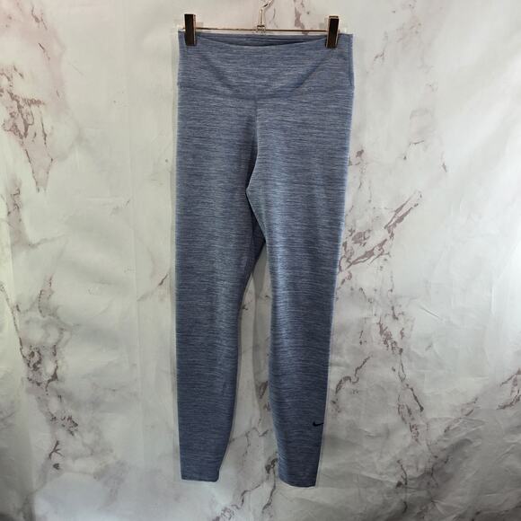 Nike Leggings Womens Small Blue Heathered Stripe High Rise One Dri Fit - Picture 5 of 11